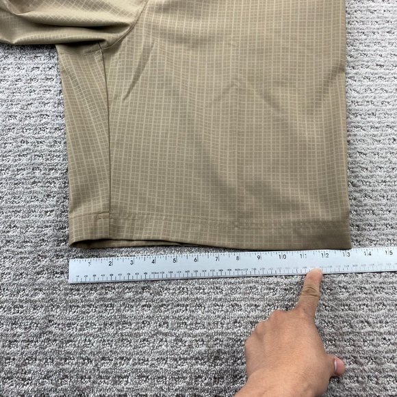 Adidas CLIMALITE Shorts Men 38 Brown Checkered Chino Short Pants Polyester Sport - Picture 15 of 15